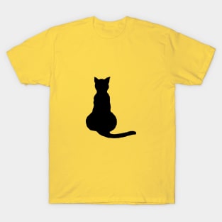 Back View Of An Insubordinate Cat Black Silhouette T-Shirt